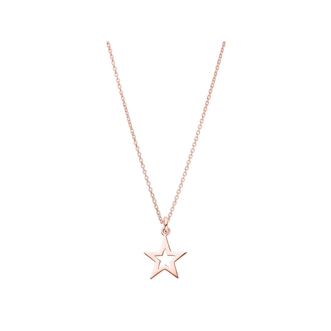 ladies star cutout necklace sterling silver rosegold-plated