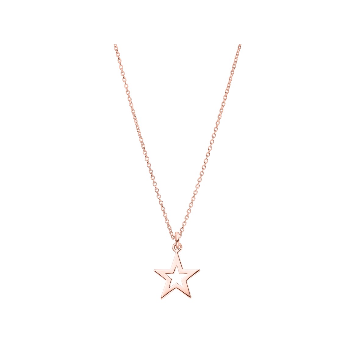 ladies star cutout necklace sterling silver rosegold-plated