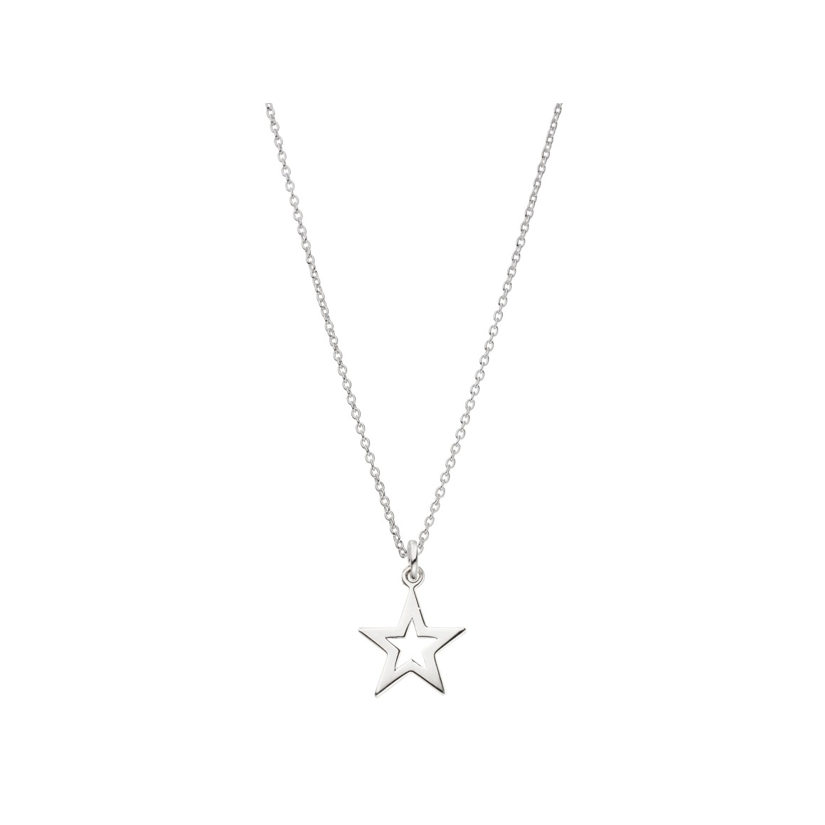 ladies star cut out necklace sterling silver