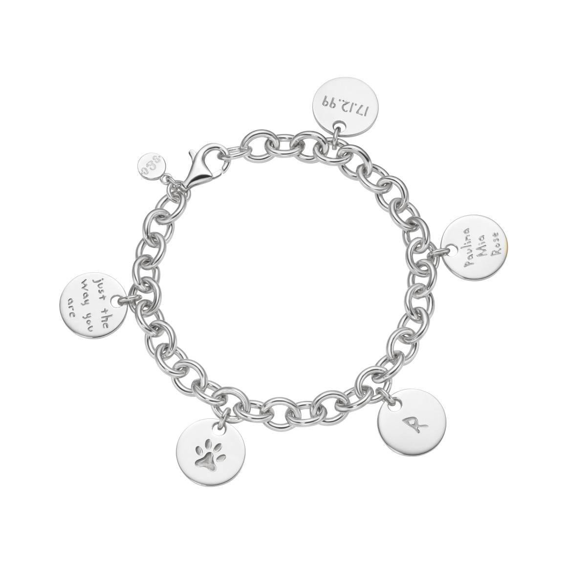 classic no.1 engraving bracelet 18 karat white gold