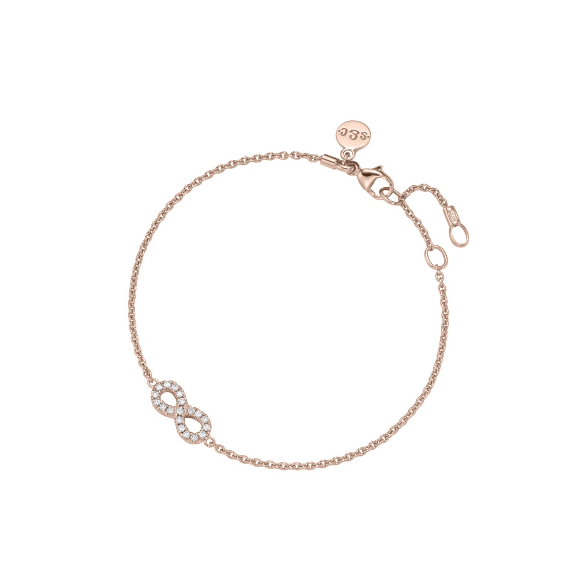 sparkle infinity diamond bracelet 18 karat rose gold