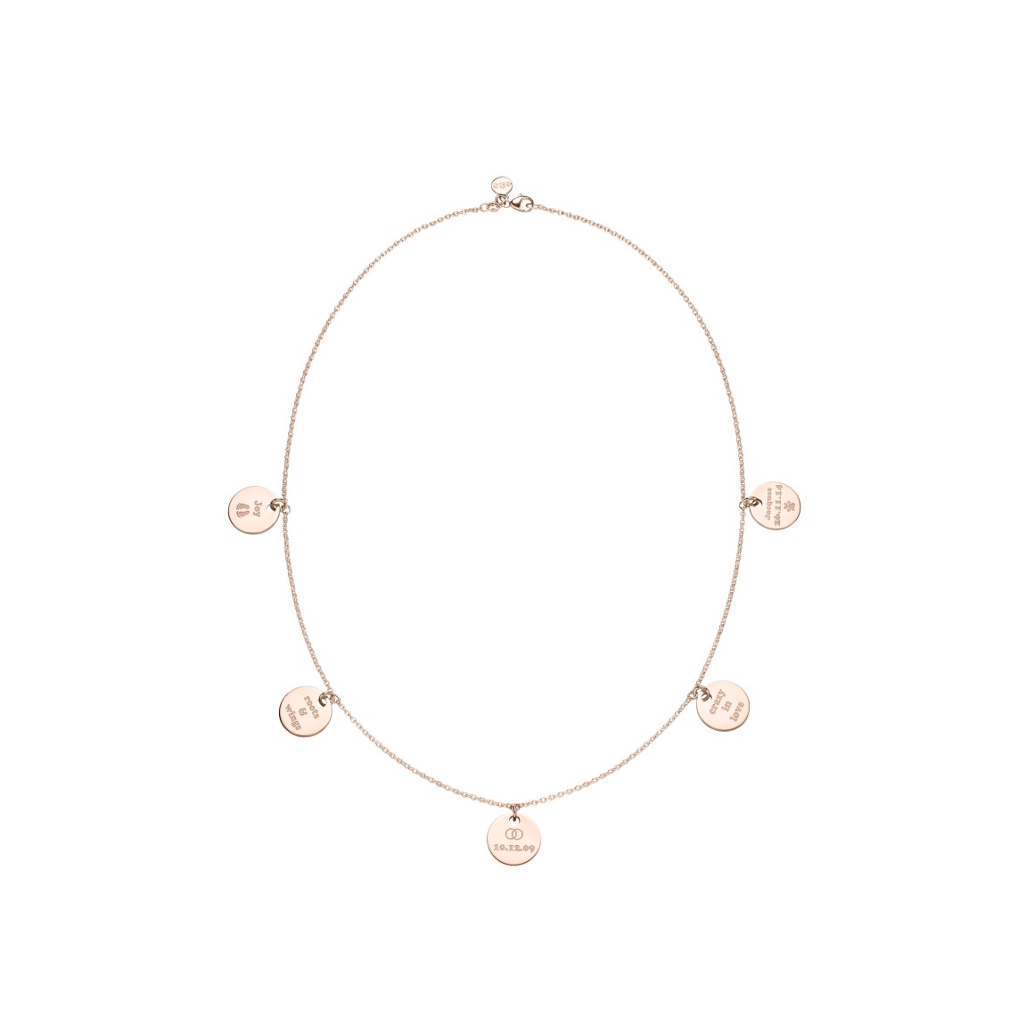 delicate family necklace 18 karat rose gold