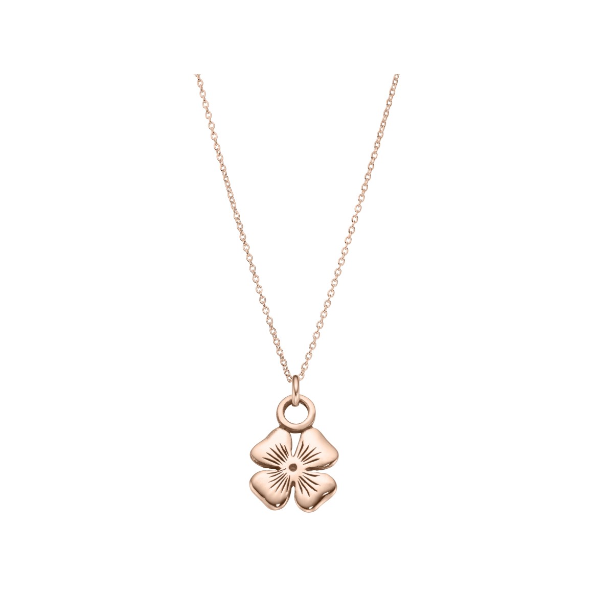 ladies four-leaf clover necklace sterling silver rosegold-plated