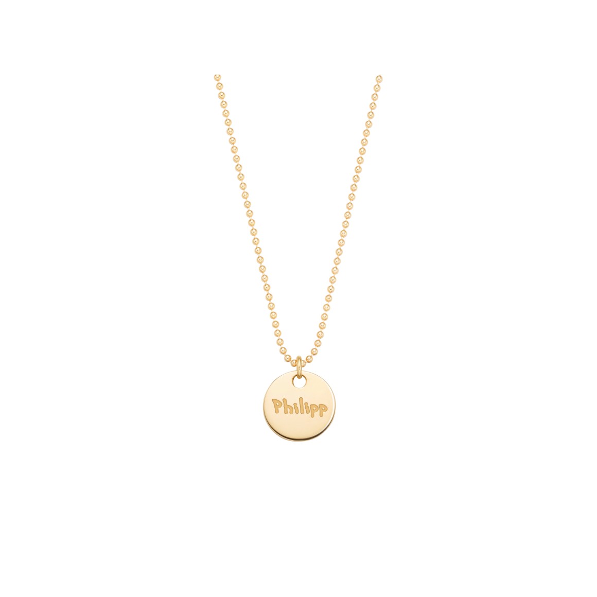 ladies solo engraving necklace 18 karat gold