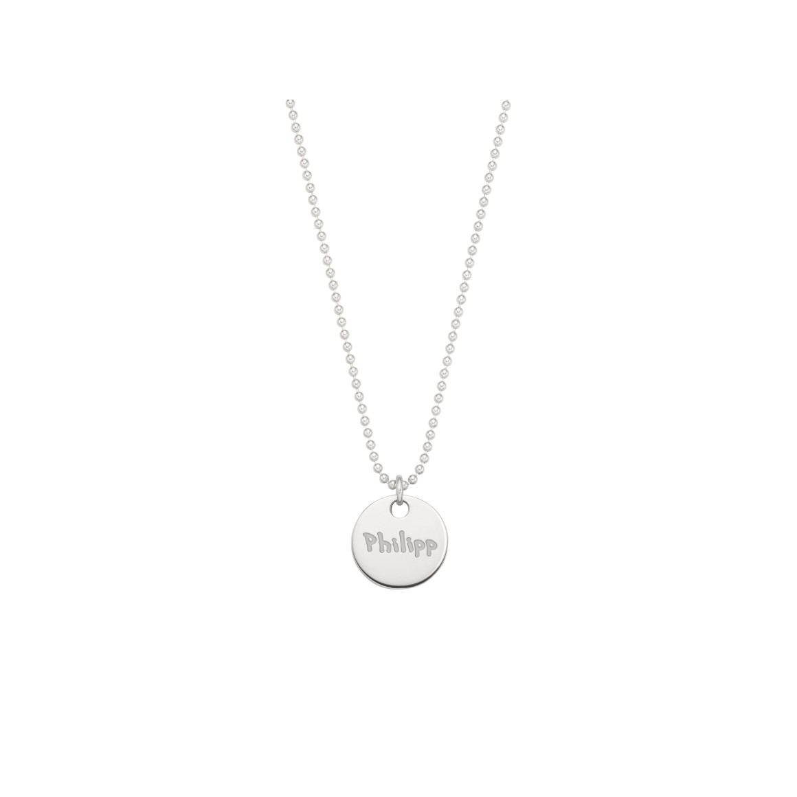 ladies solo engraving necklace 18 karat white gold