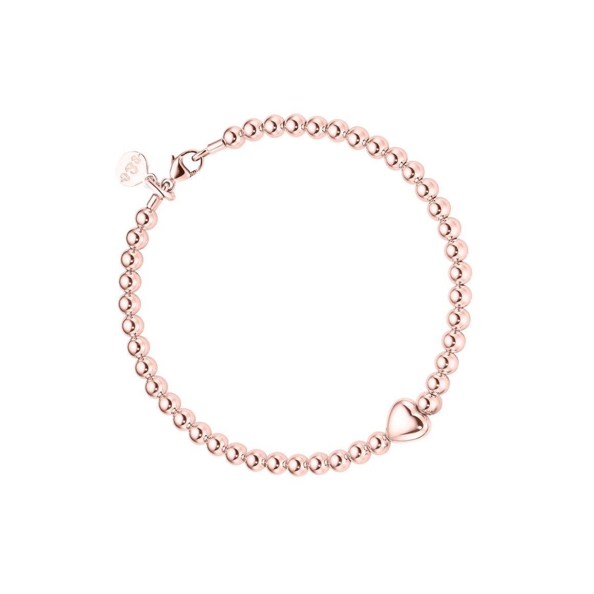 ladies bracelet heart bead 18 karat rose gold