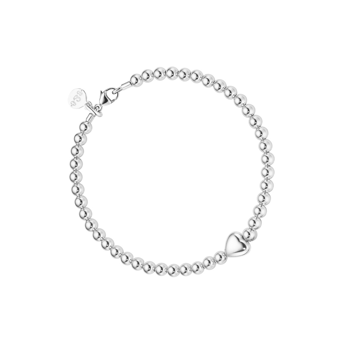ladies bracelet heart bead 18 karat white gold