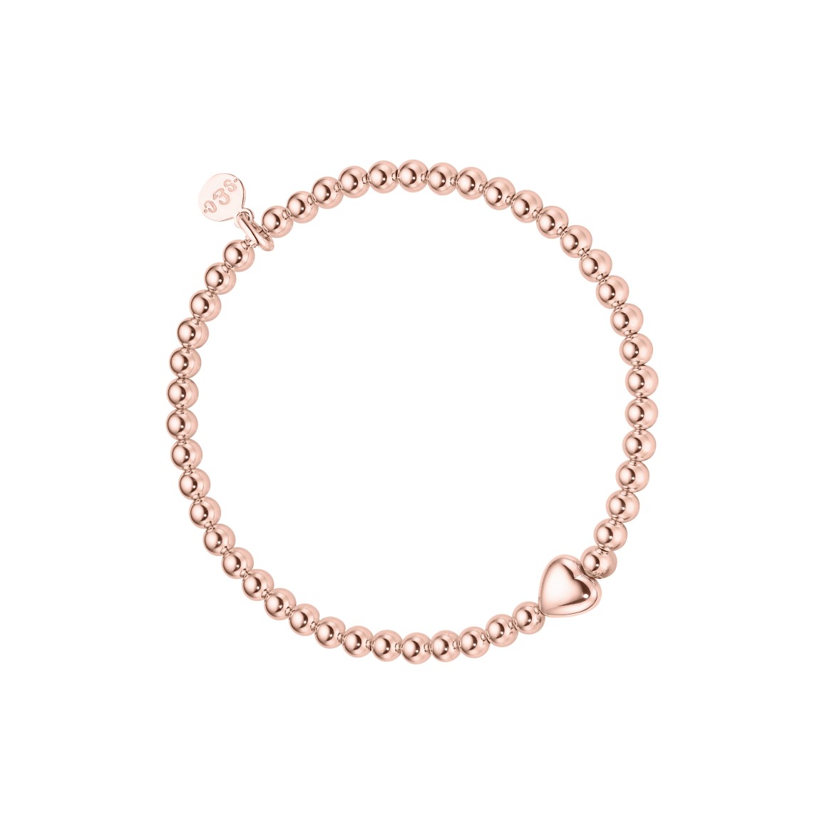 ladies bracelet heart bead sterling silver rosegold-plated