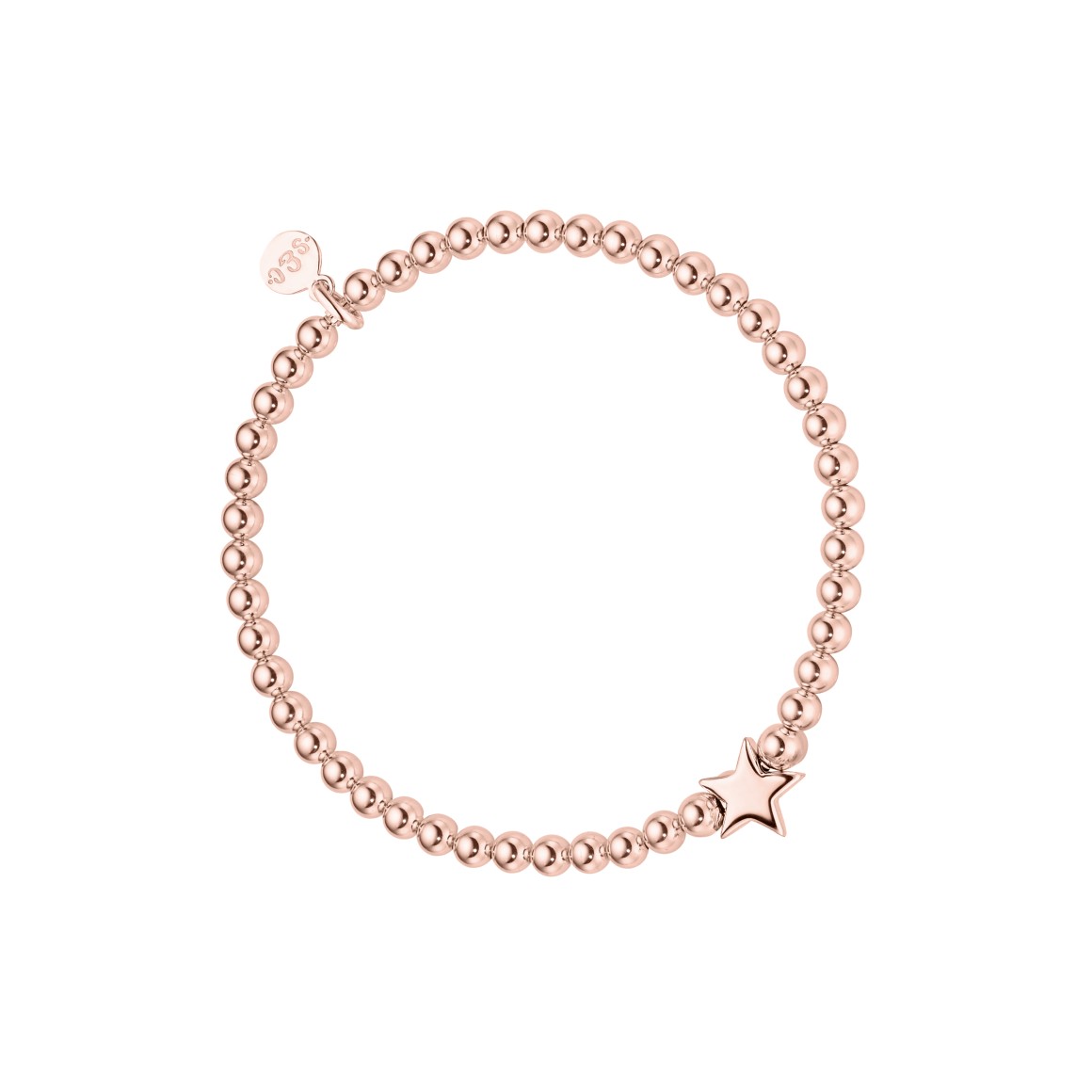 ladies bracelet star bead sterling silver rose gold plated