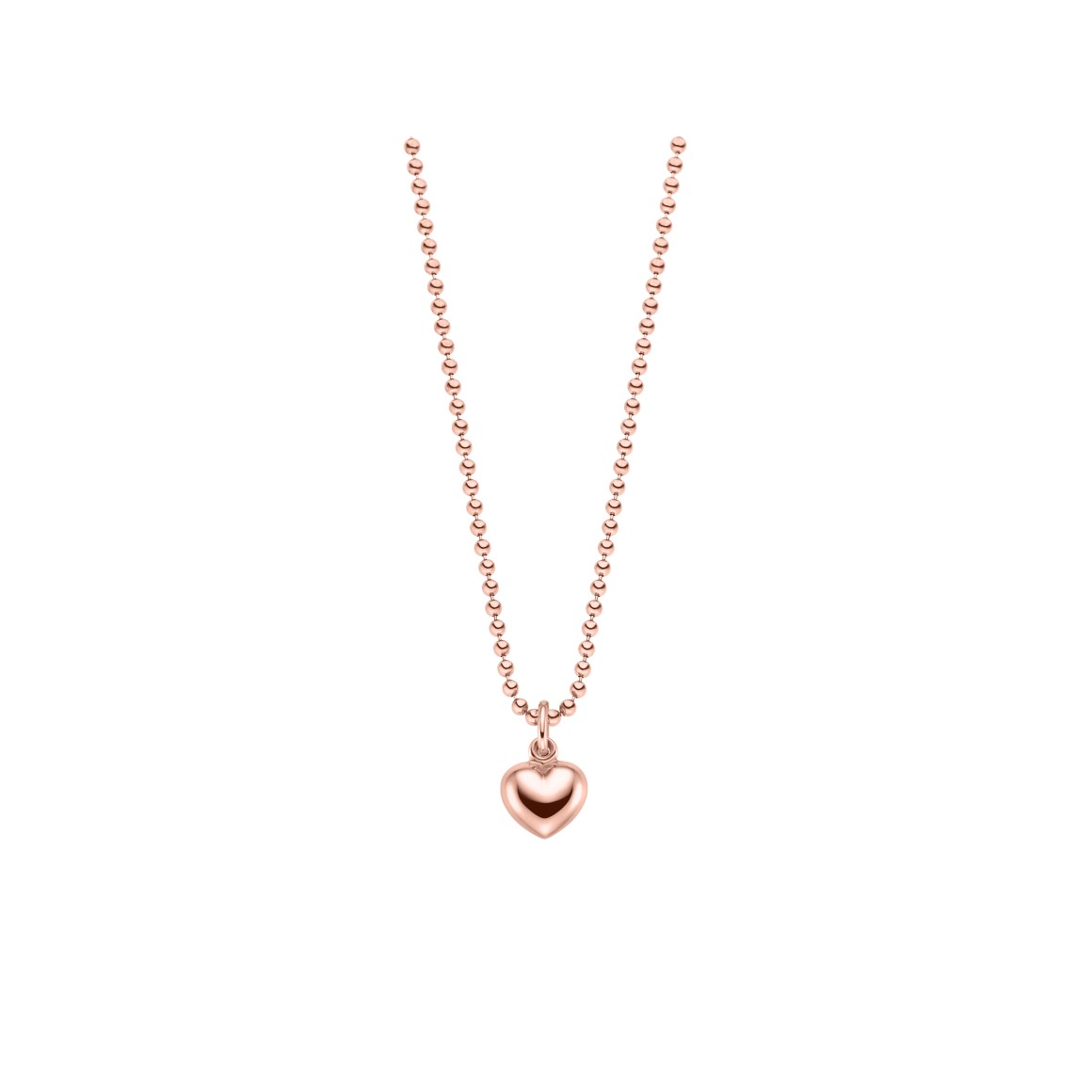 Ausschnitt Kugelkette mit bauchigem Herz von strawberry & cream in roségold