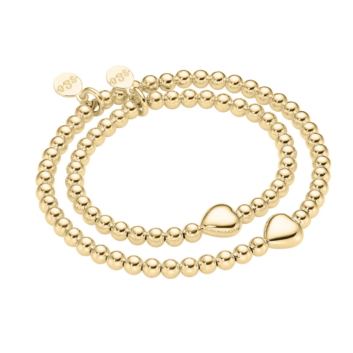 Mother & daughter set heart sterling silver gold plated