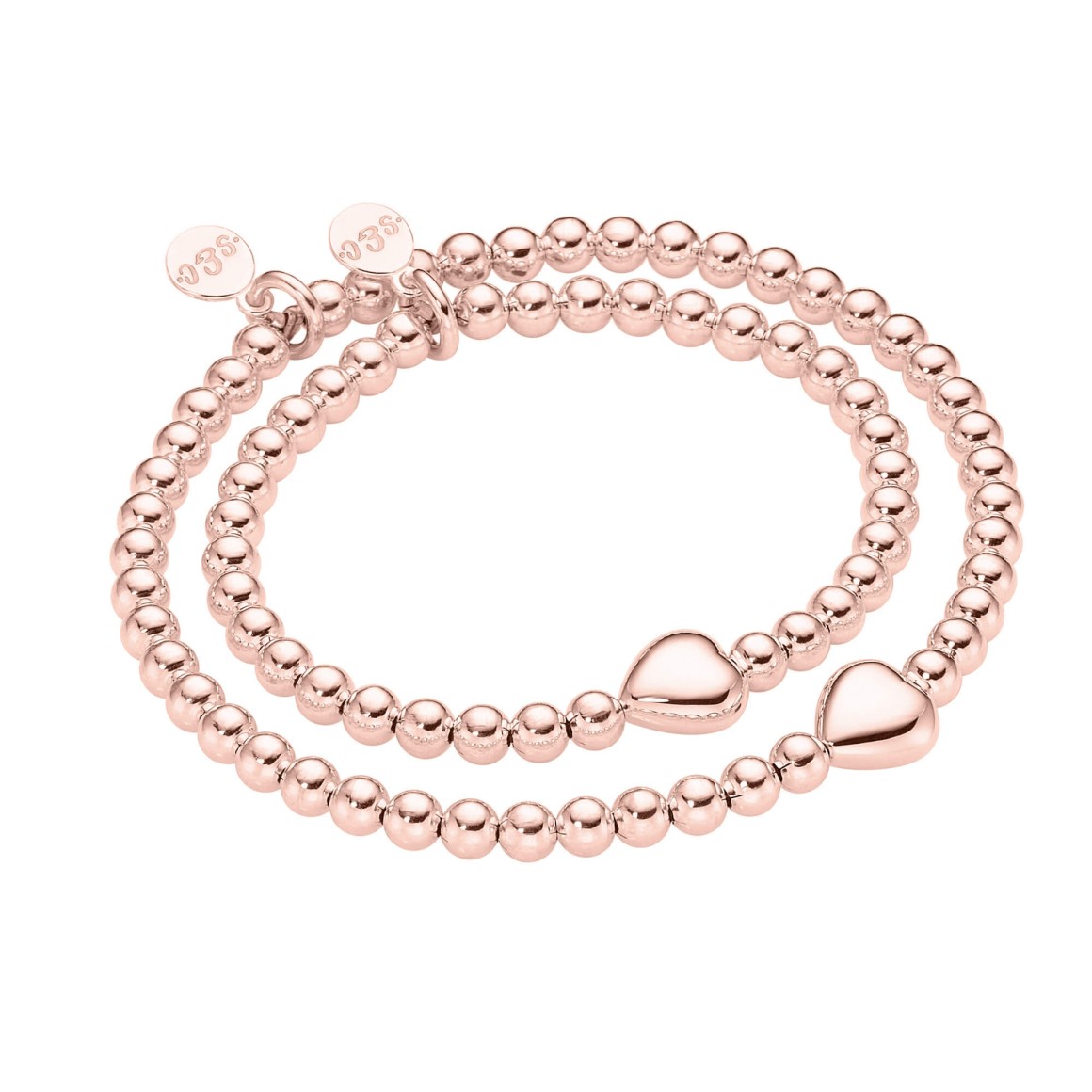 Mother & daughter set heart sterling silver rose gold plated