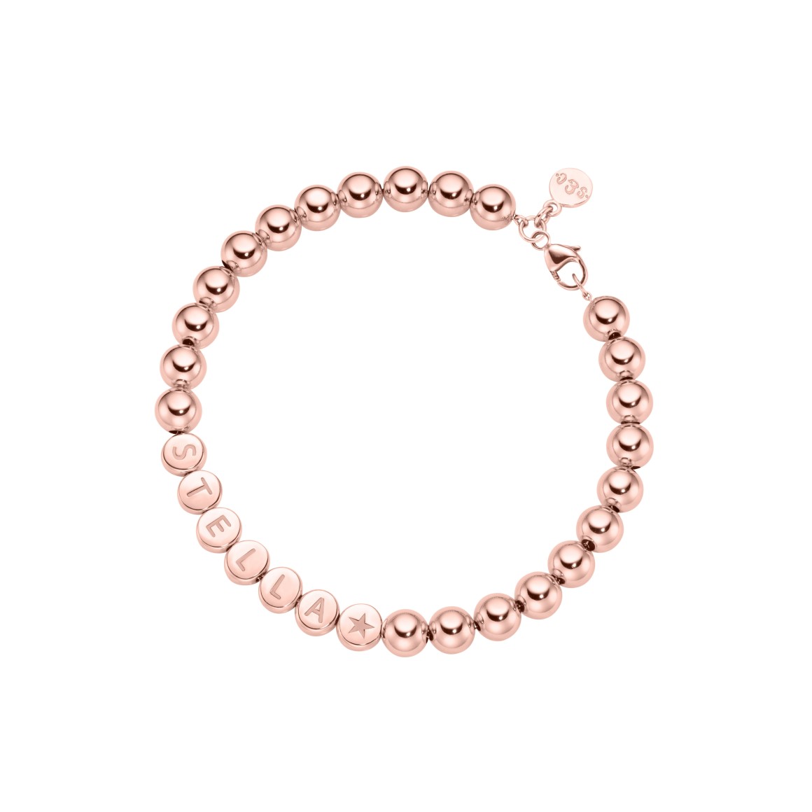 name bracelet classic large beads 18 carat rose gold