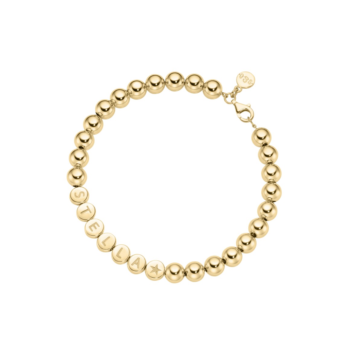 name bracelet classic large beads 18 carat gold