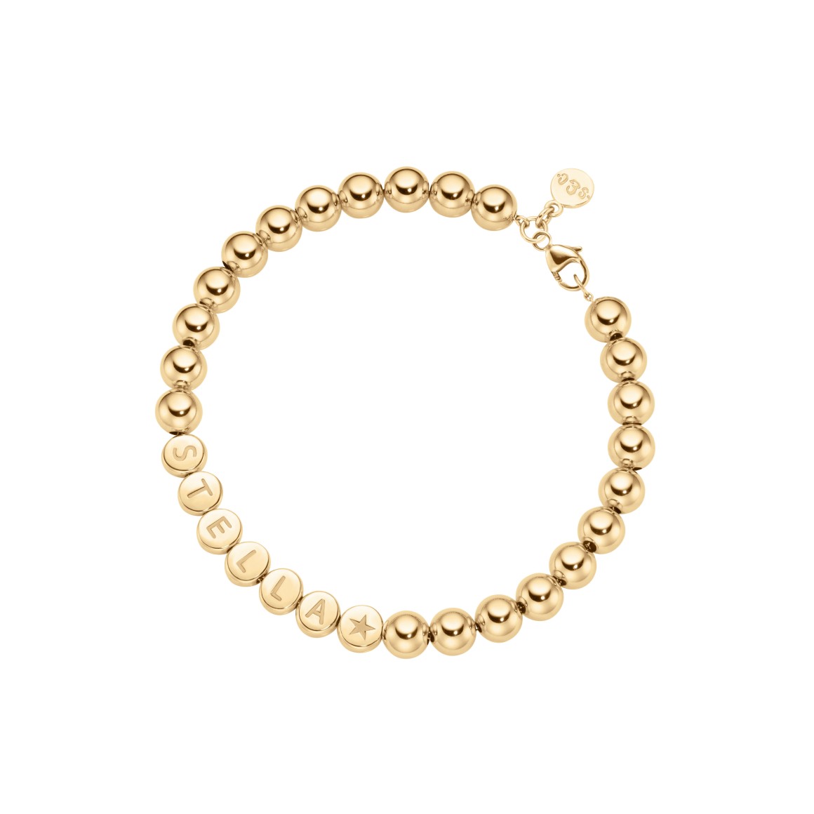name bracelet classic large beads 18 carat gold