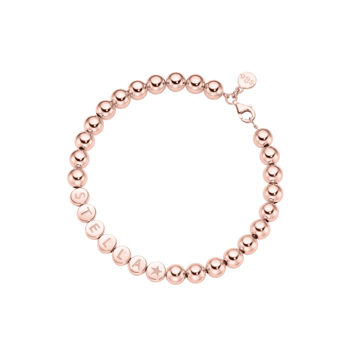 name bracelet classic large beads 18 carat rose gold
