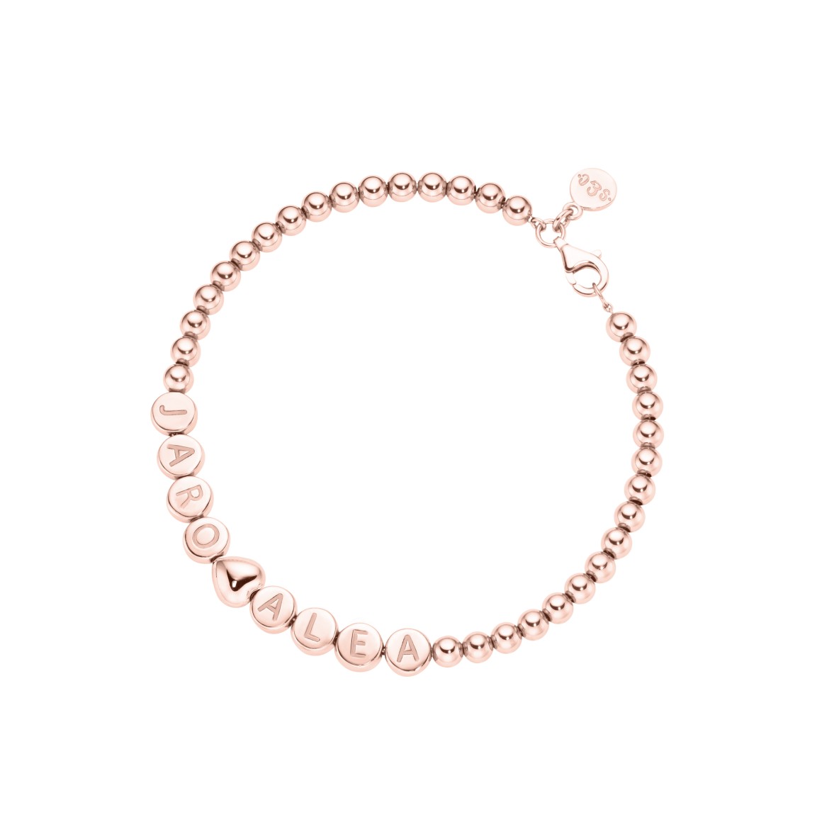 name bracelet classic HEART small bead 18 carat rose gold