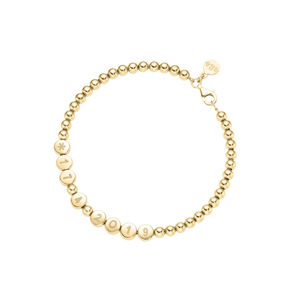 name bracelet classic small bead 18 carat gold