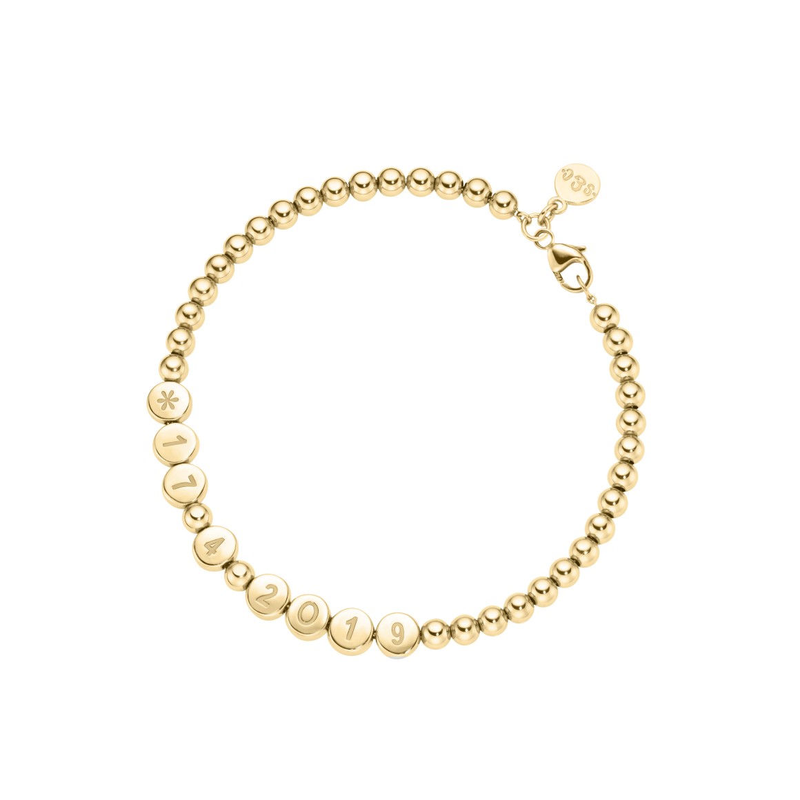 name bracelet classic small bead 18 carat gold