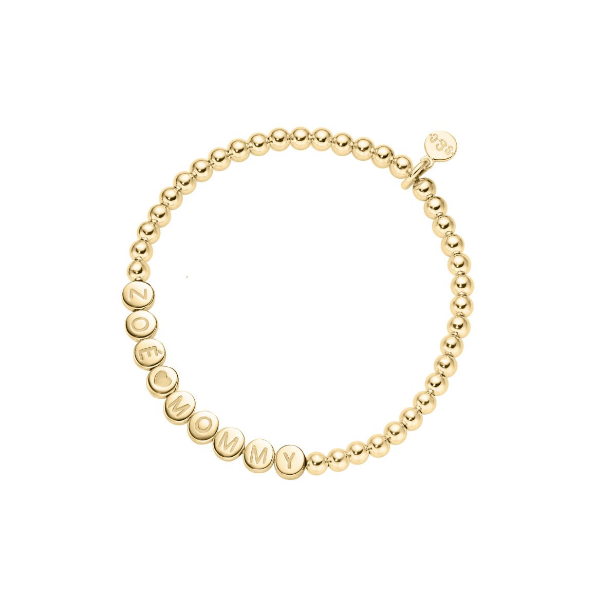 name bracelet classic small bead sterling silver gold plated