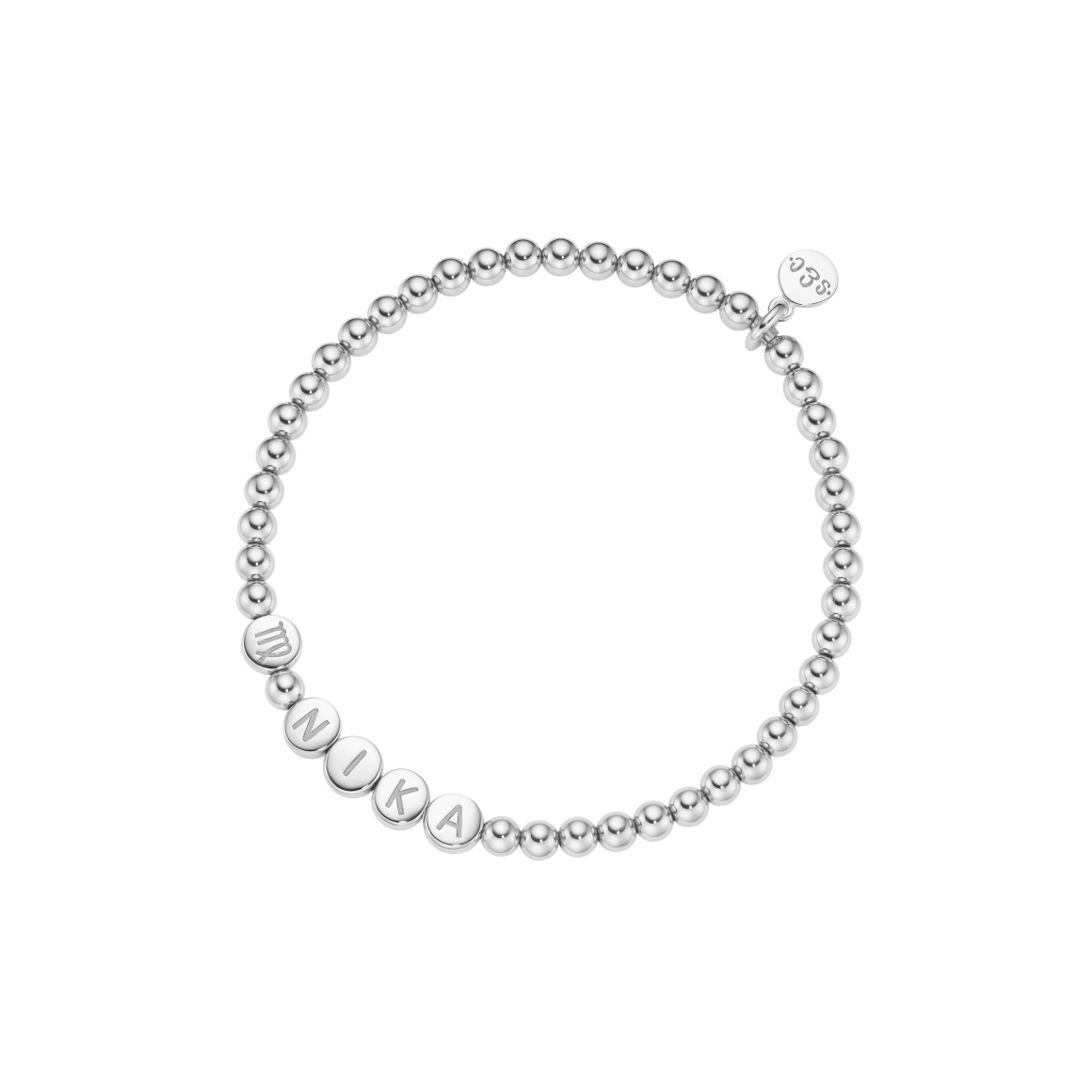 name bracelet classic small bead sterling silver