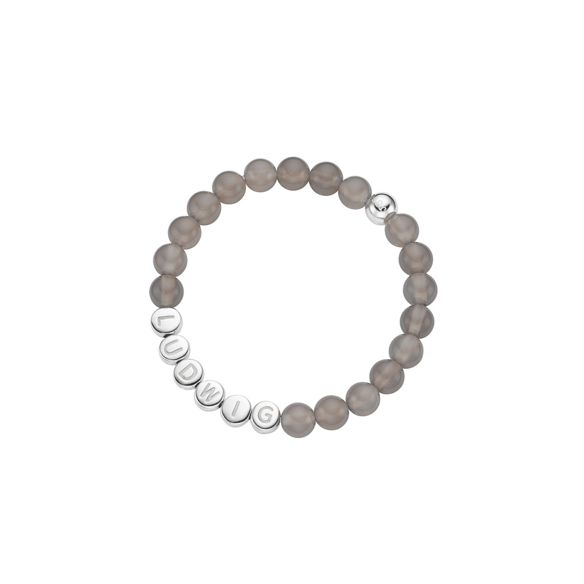 kids name bracelet classic greige agate sterling silver