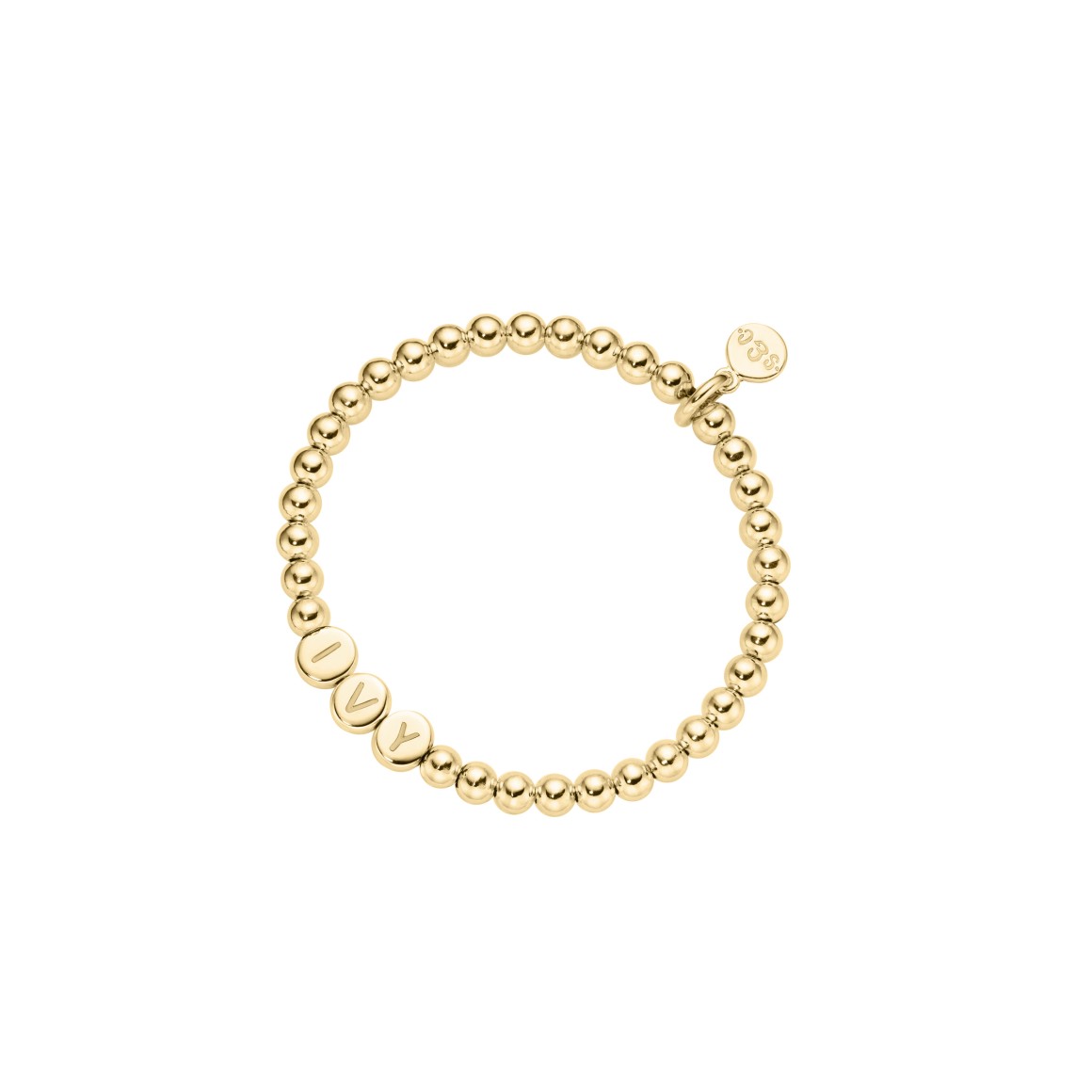 kids name bracelet classic small bead sterling silver gold-plated