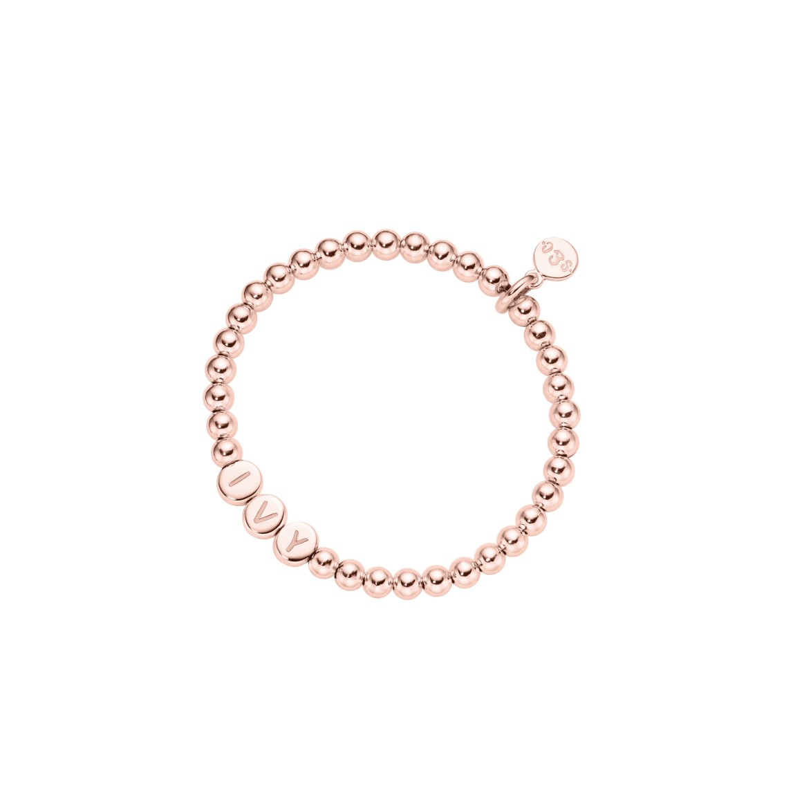 kids name bracelet classic small beads sterling silver rosegold-plated