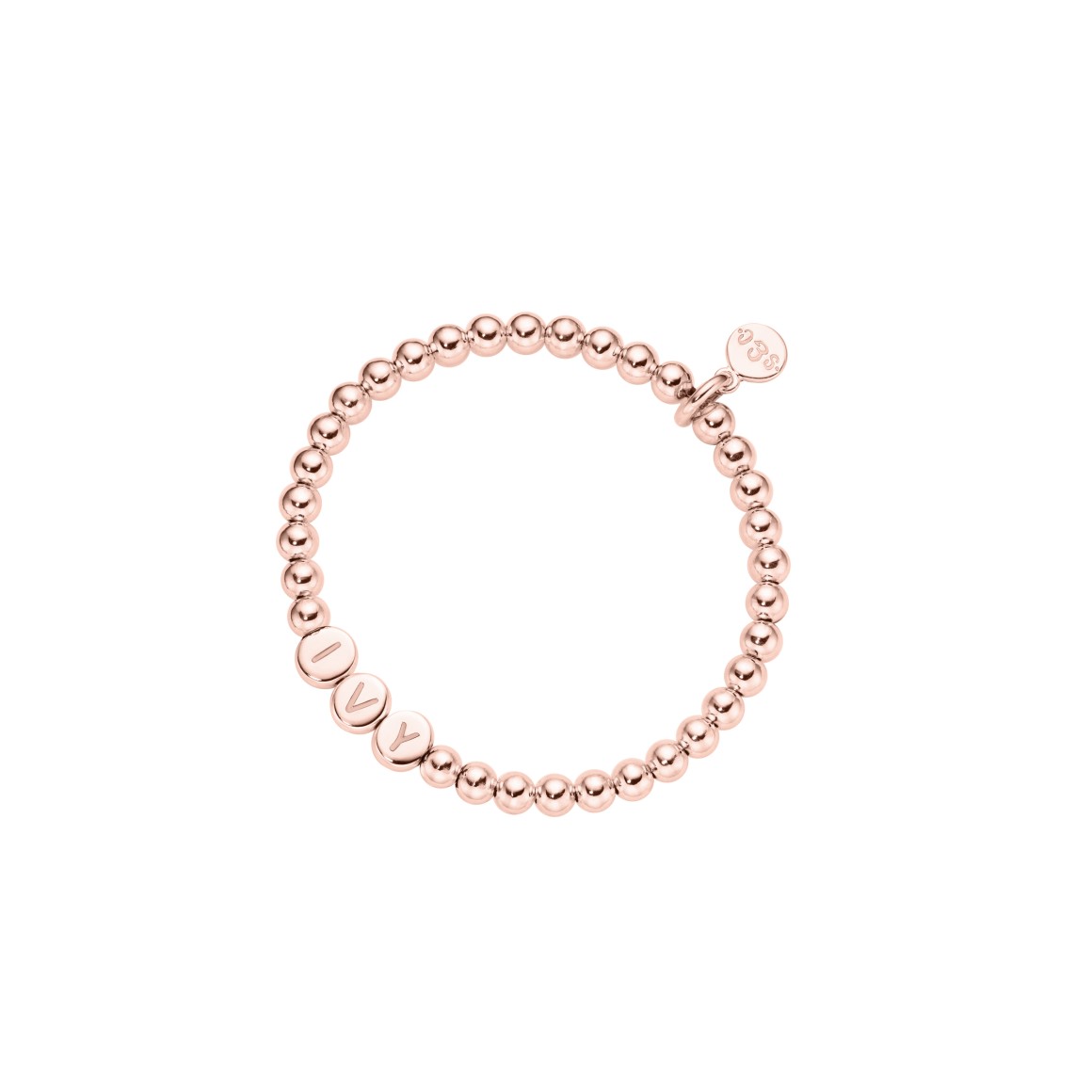 kids name bracelet classic small bead sterling silver rose gold plated