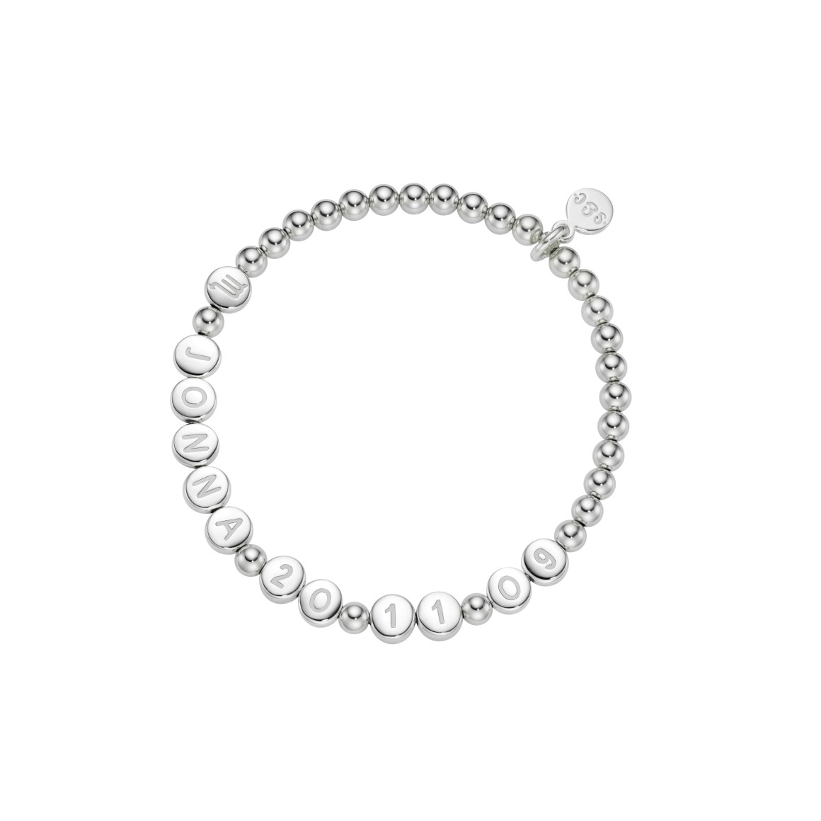 kids name bracelet classic small bead sterling silver