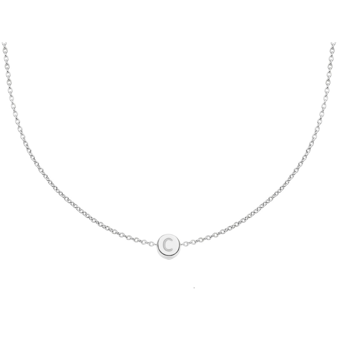 one letter anchor necklace 18 karat white gold