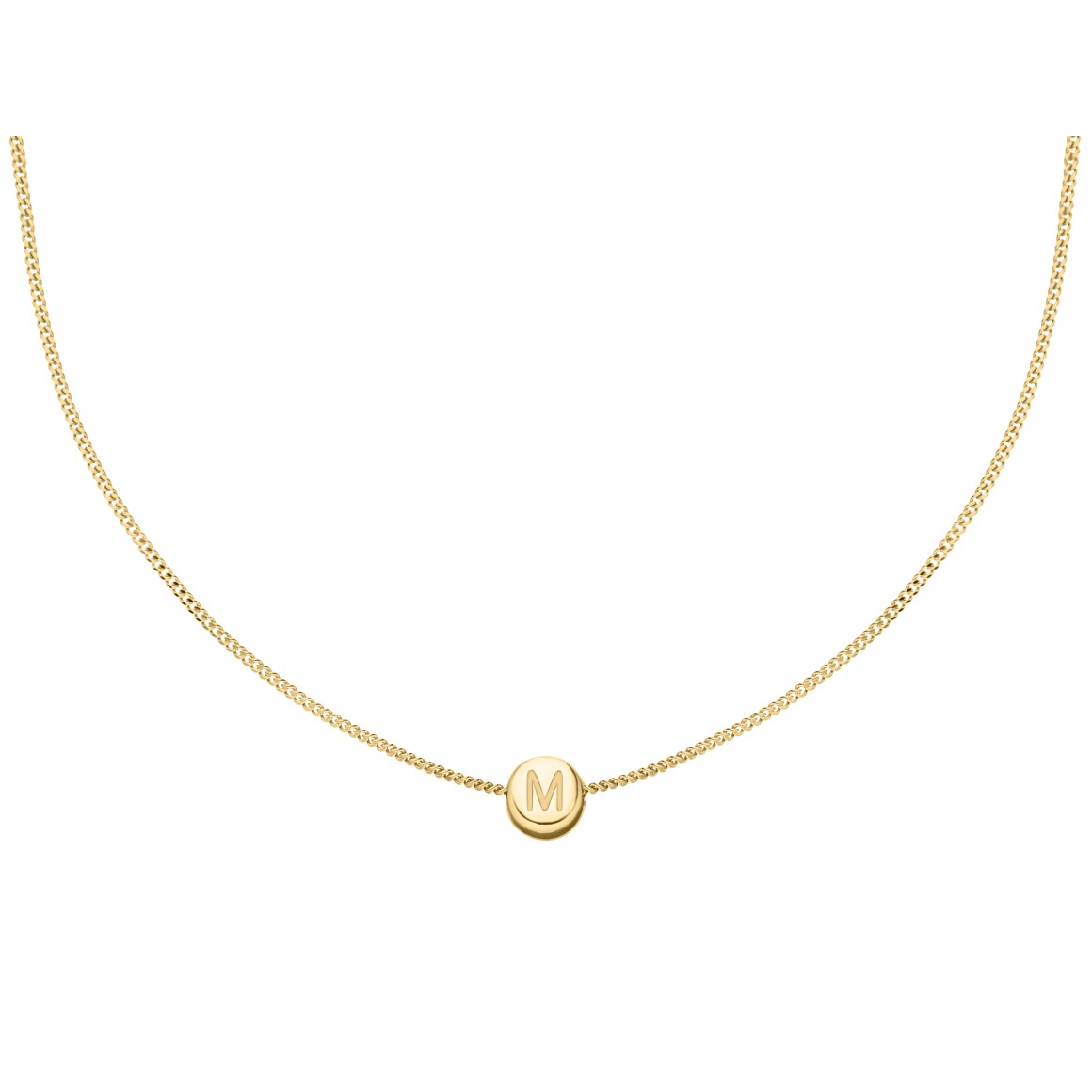 one letter curb chain necklace 18 karat gold