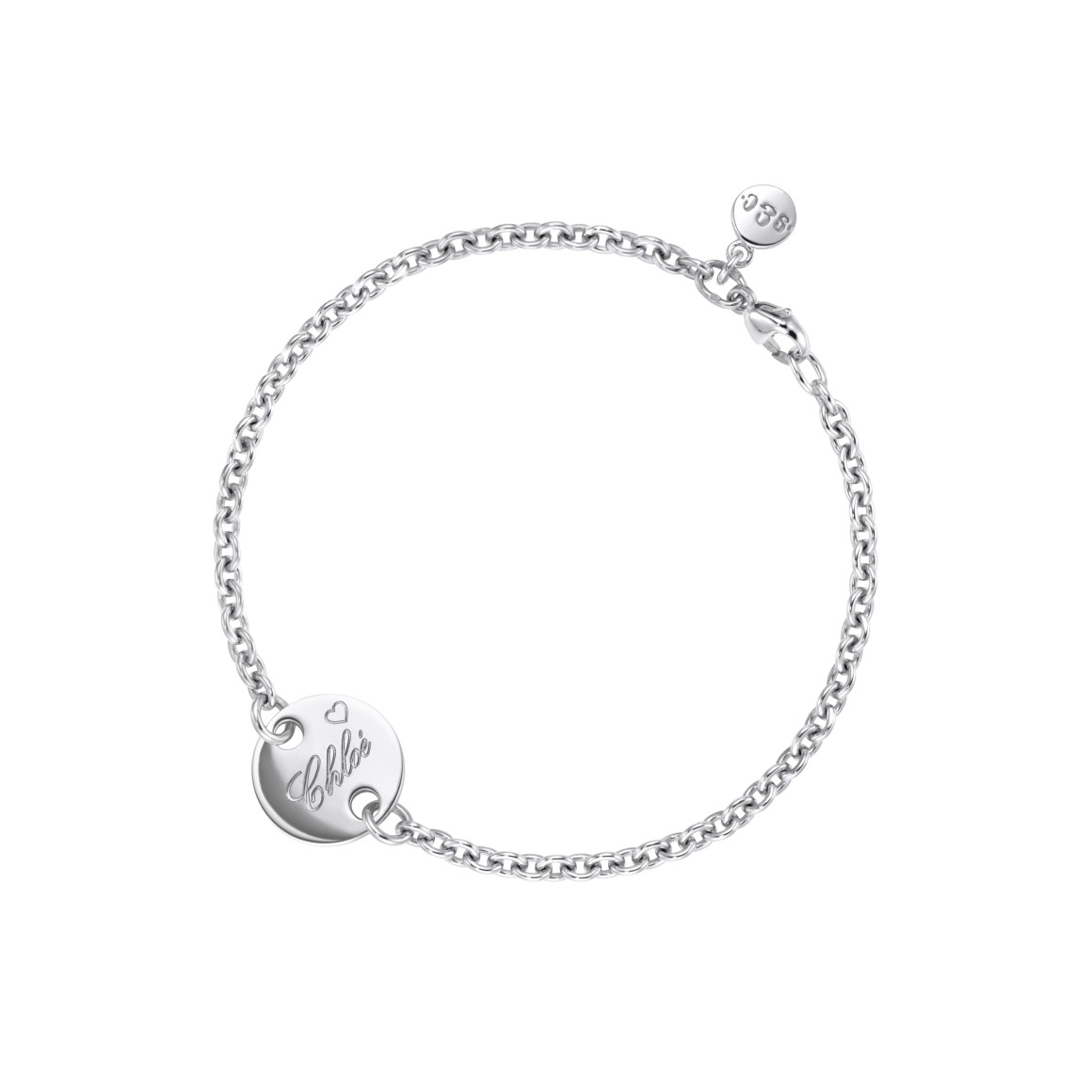 classic no.3 engraving bracelet 18 karat white gold