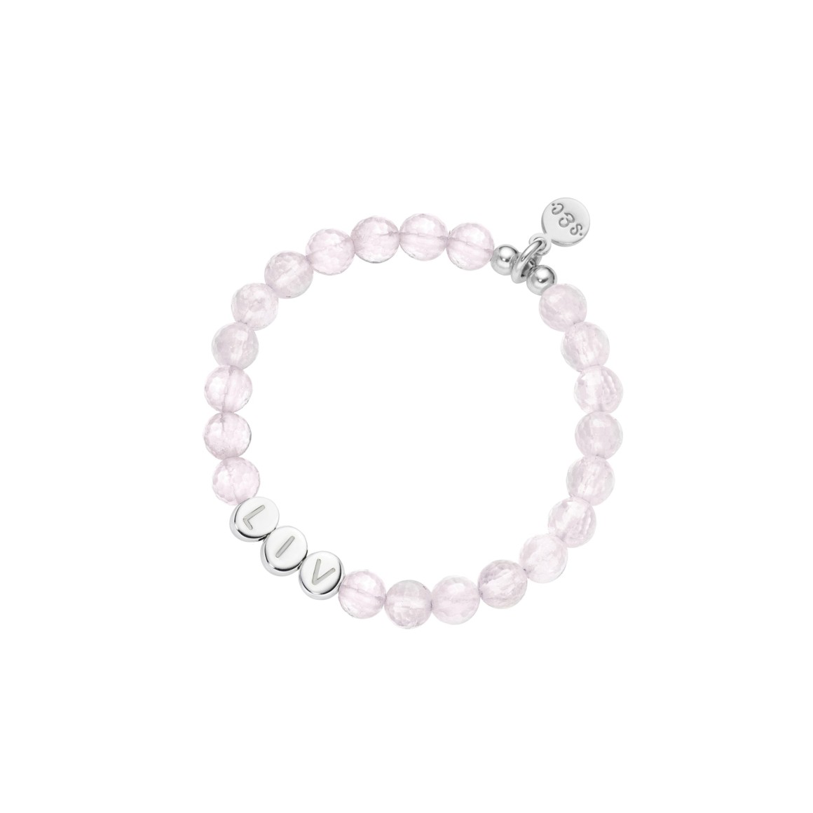 kids name bracelet classic rose quartz sterling silver