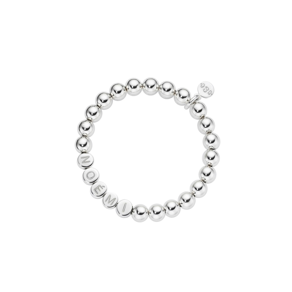 kids name bracelet classic large bead sterling silver