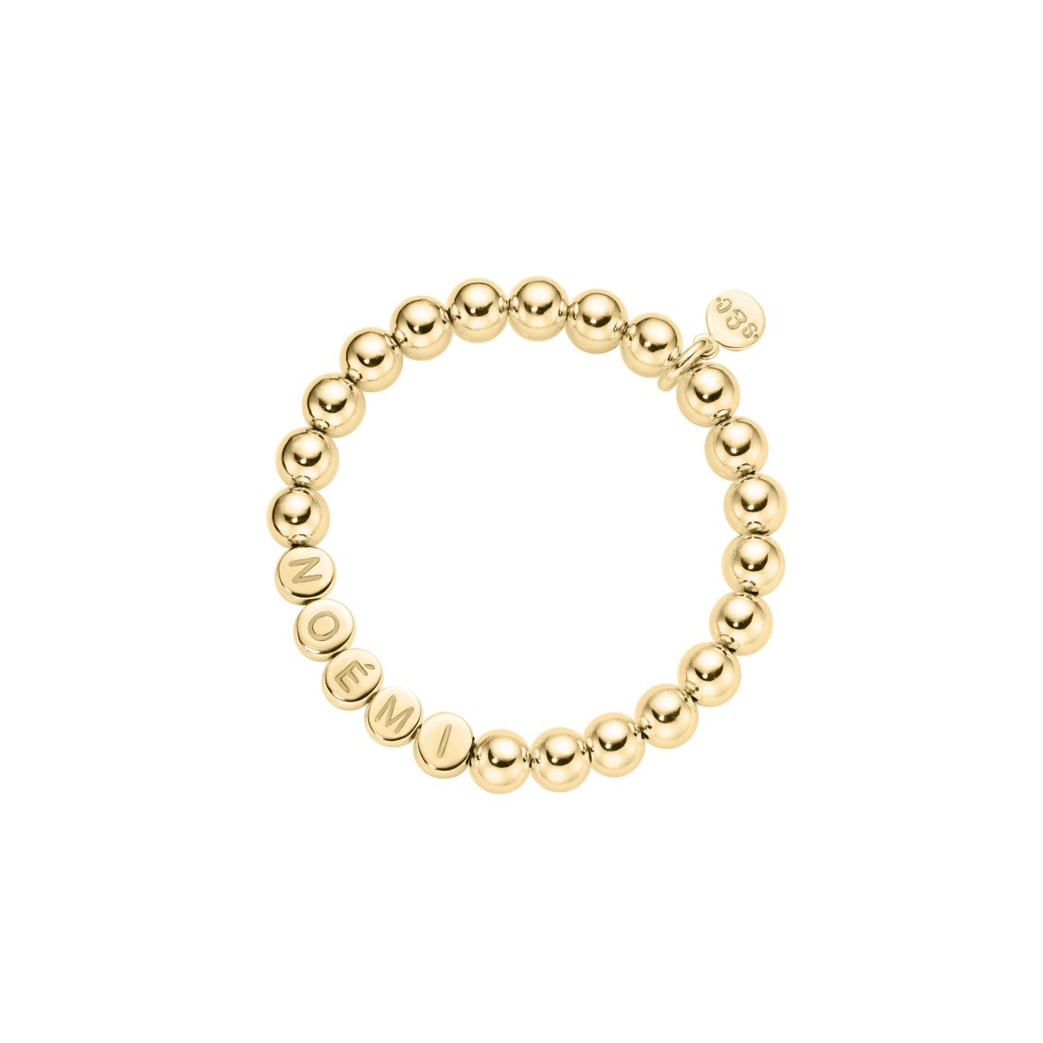 kids name bracelet classic large bead sterling silver gold-plated