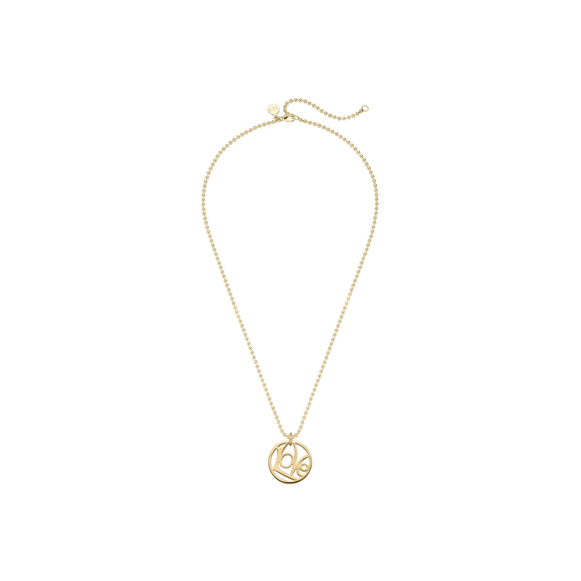 Gesamtansicht Love Halskette von strawberry & cream mit Kugelkette in Gold