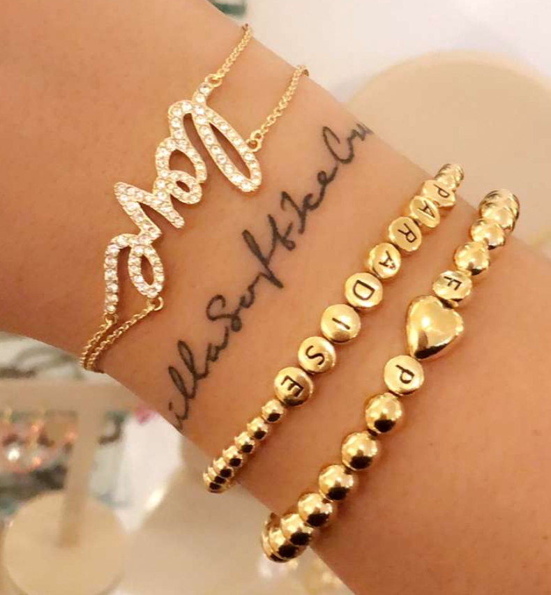 farina opoku influencer golden name bracelets